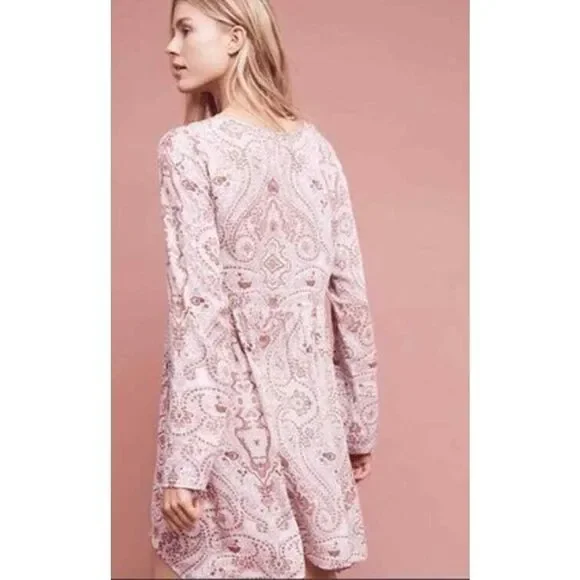 NEW WITH TAGS Anthropologie Lilka Pink Paisley Tunic Dress Top Blouse Flowy Wom - Picture 3 of 8